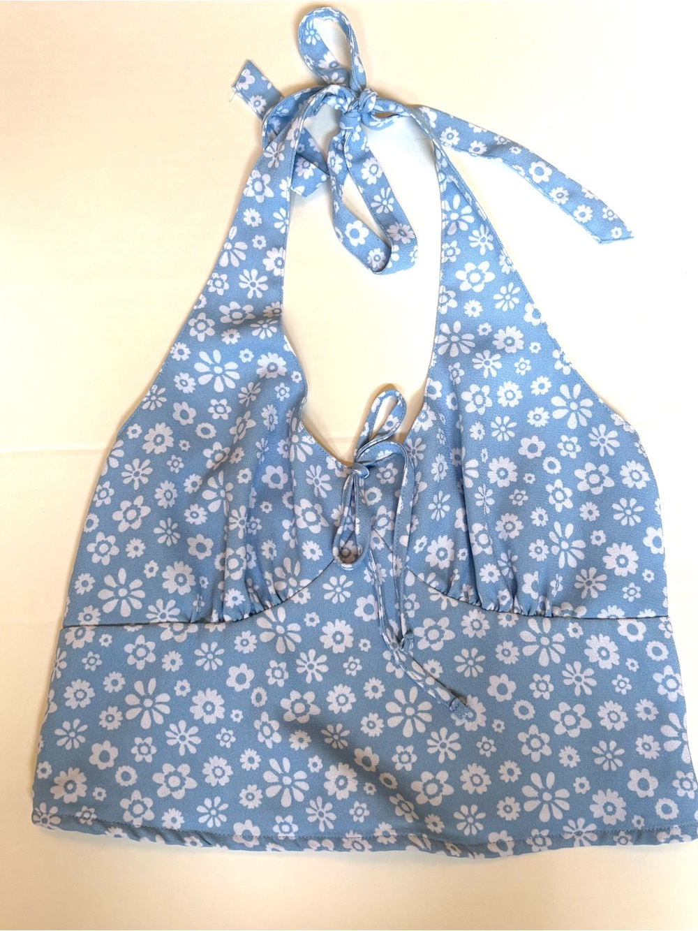 Hollister Floral Halter Top Blue Size M